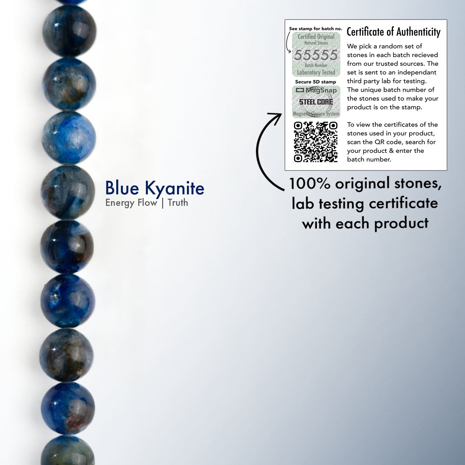 Clarity Blue Kyanite Natural Stone Bracelet With MagSnap 2