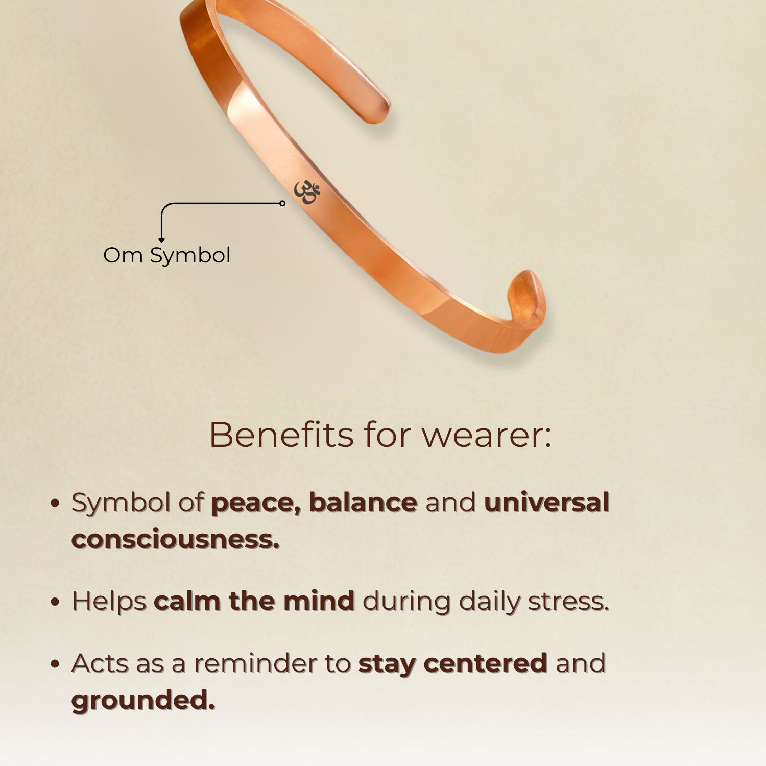 Om Gloss Cuff Adjustable Bracelet Gold