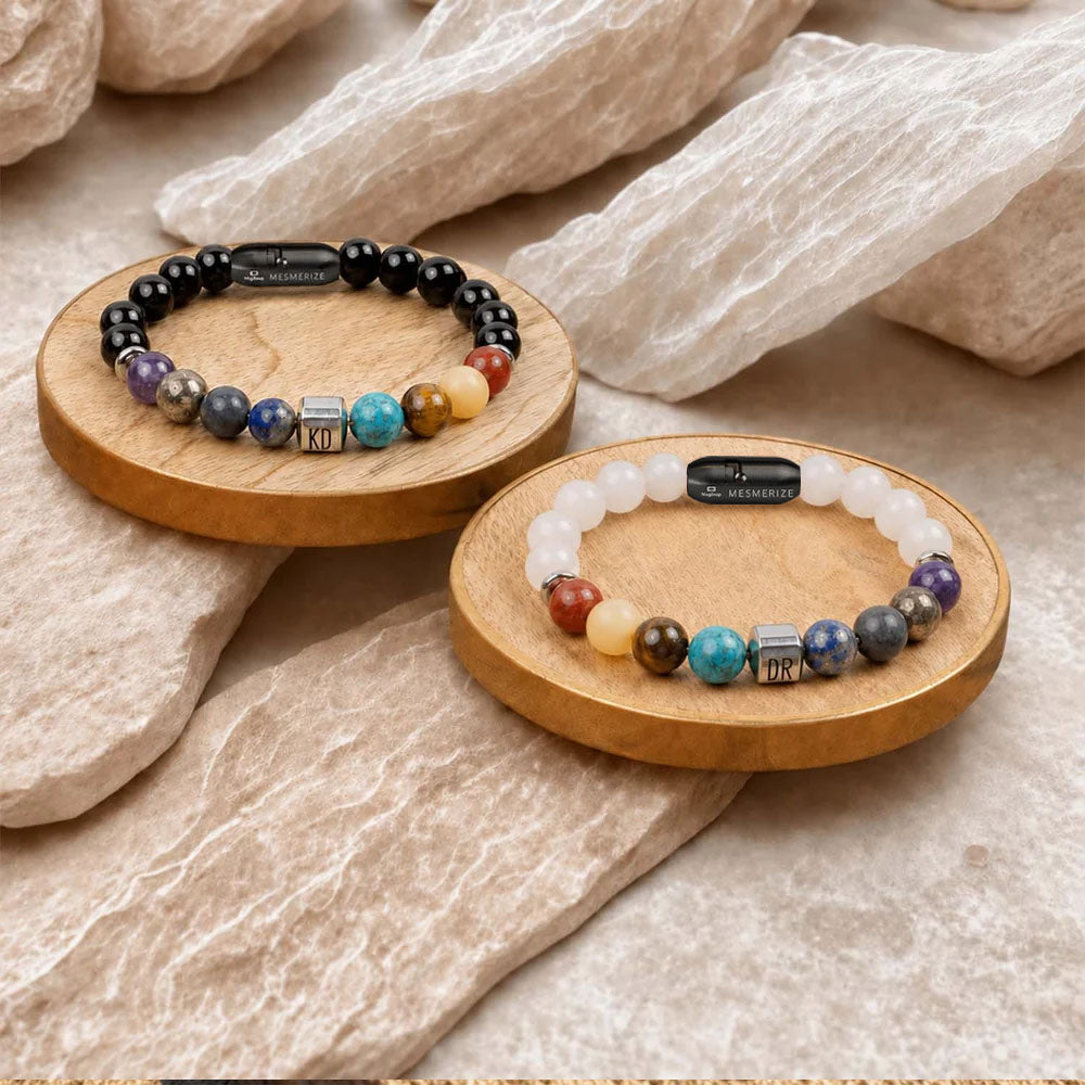 Personalised Chakras Natural Stone Couple Bracelets with Magsnap 2
