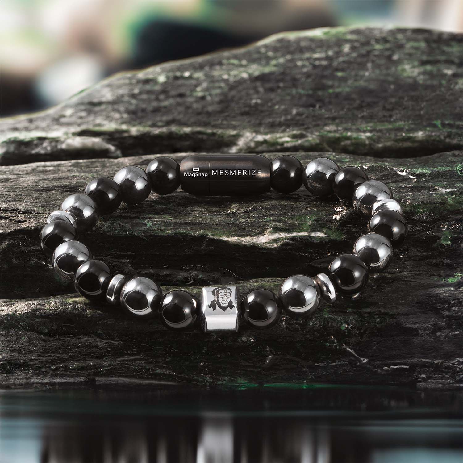 Power Hematite Hanuman Natural Stone Bracelet with MagSnap2