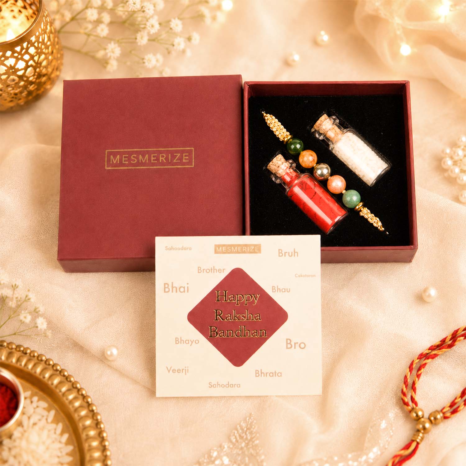 Power Rajyog Natural Stone Rakhi Hamper