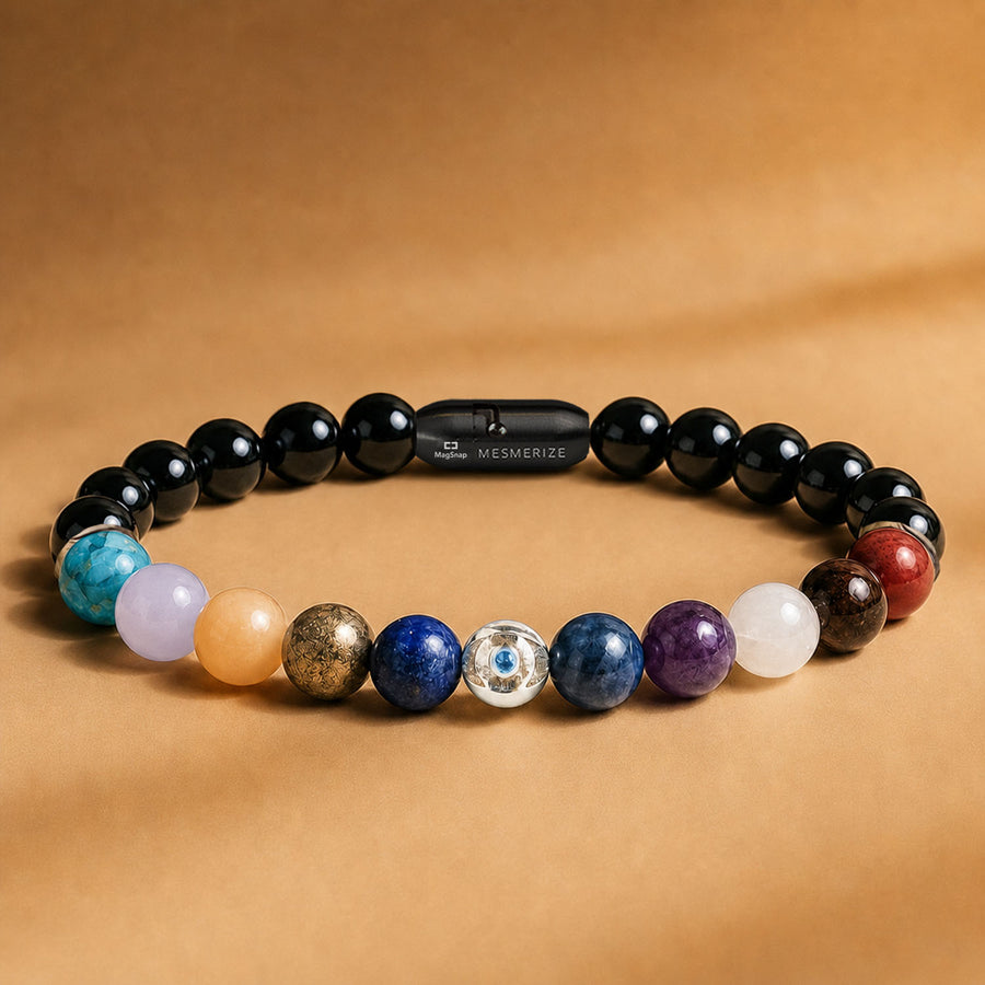 Pure 925 Silver Super 11 Chakra Natural Stone Bracelet With MagSnap