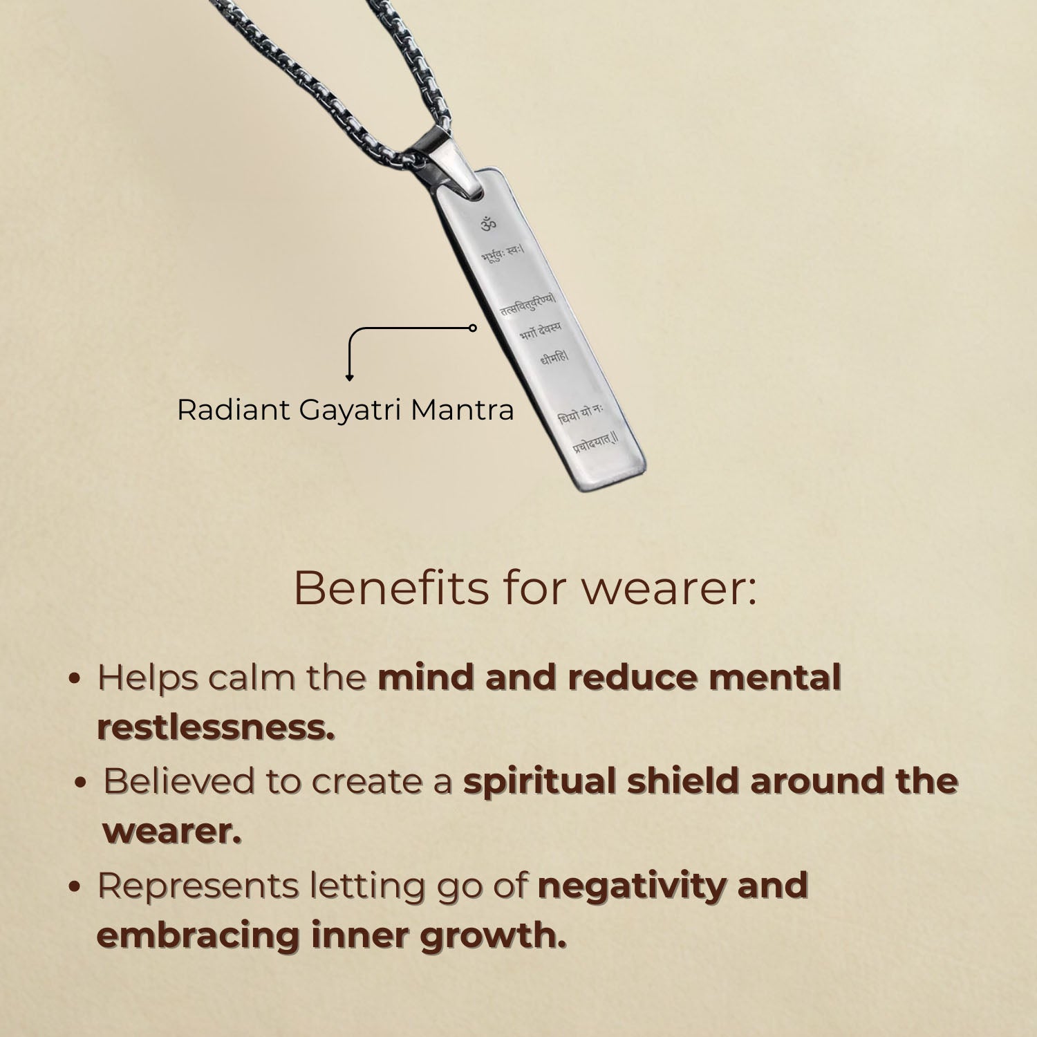 Radiant Gayatri Mantra Silver Mini Tag Necklace