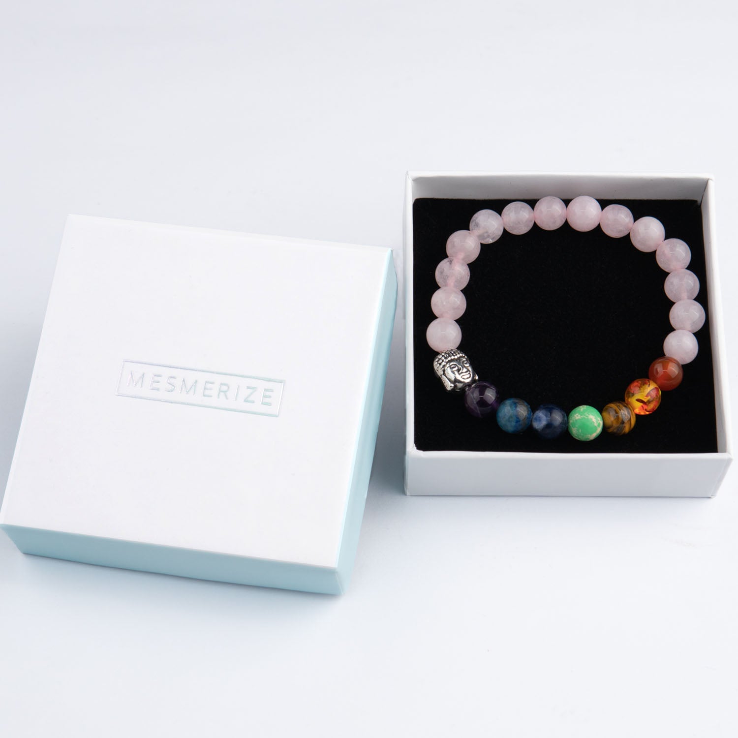 Natural Stone Jewellery Solace Rose Quartz 7 Chakra Natural Stone Bracelet