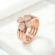 Rose Gold Clover Heart Rings (Pack Of 3)