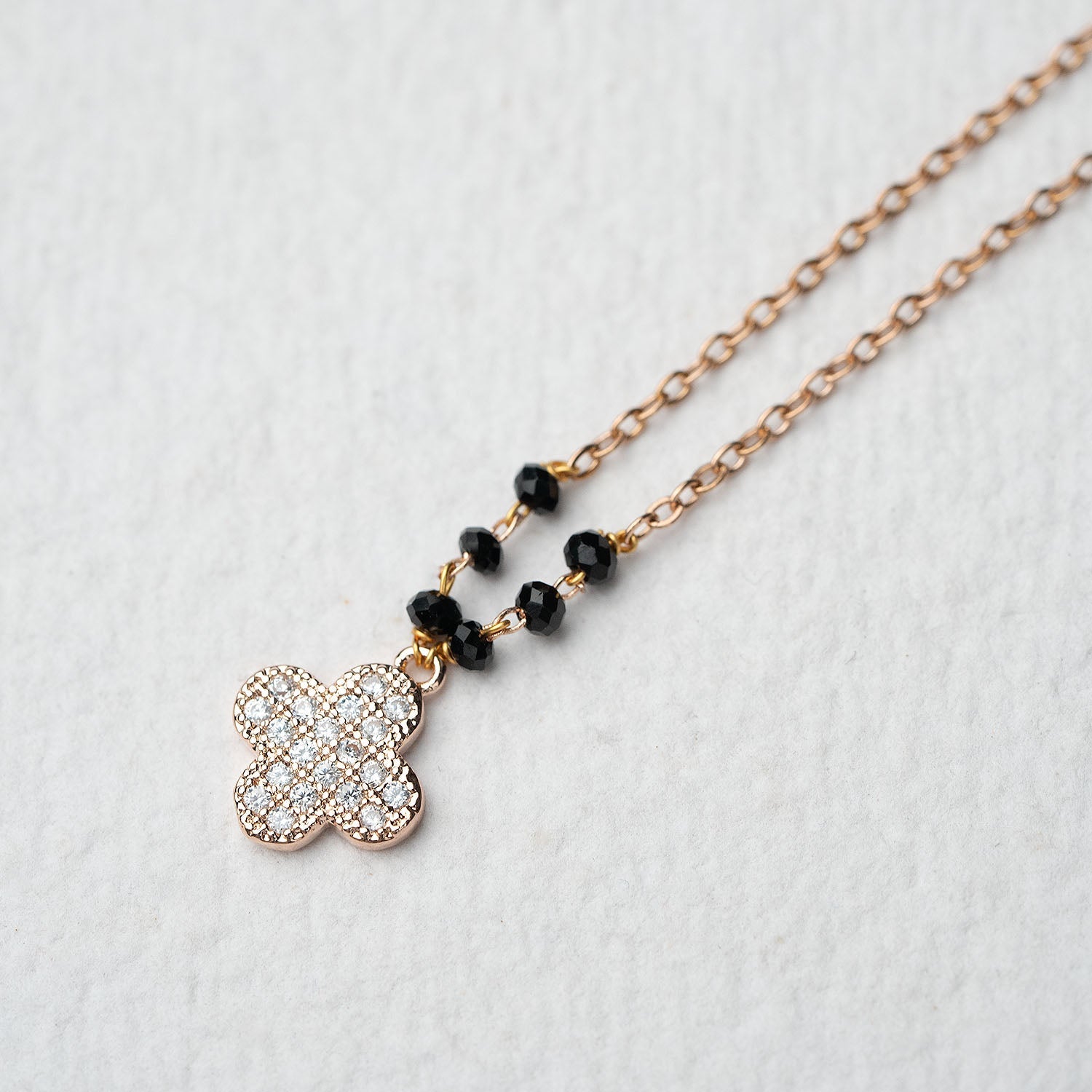 Rose Gold Diamond Clover Mangalsutra