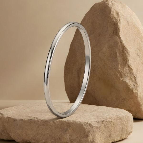 Round Curved Thin Punjabi Kada Silver