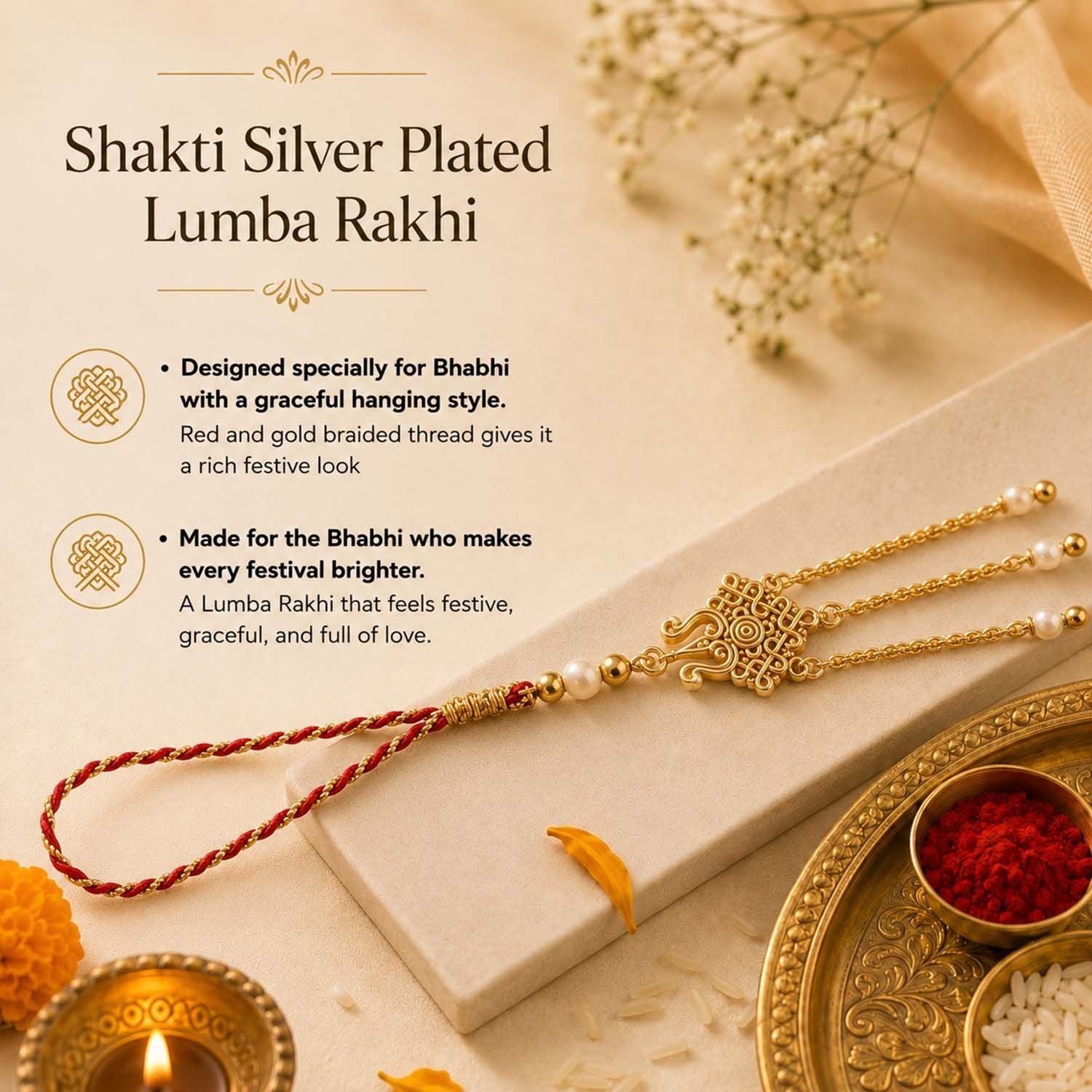Shakti Silver Plated Lumba Rakhi