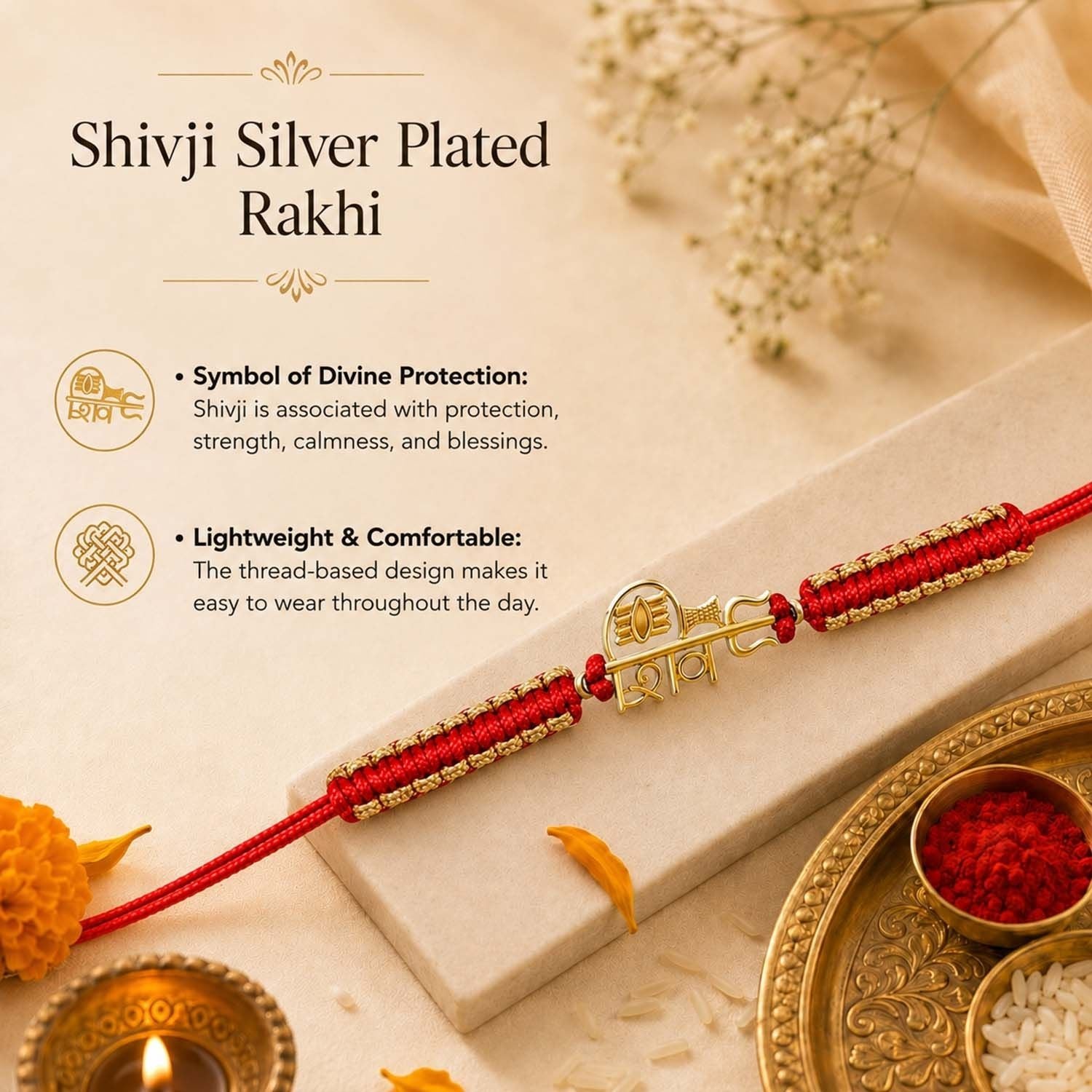 Shivji Silver Plated Rakhi
