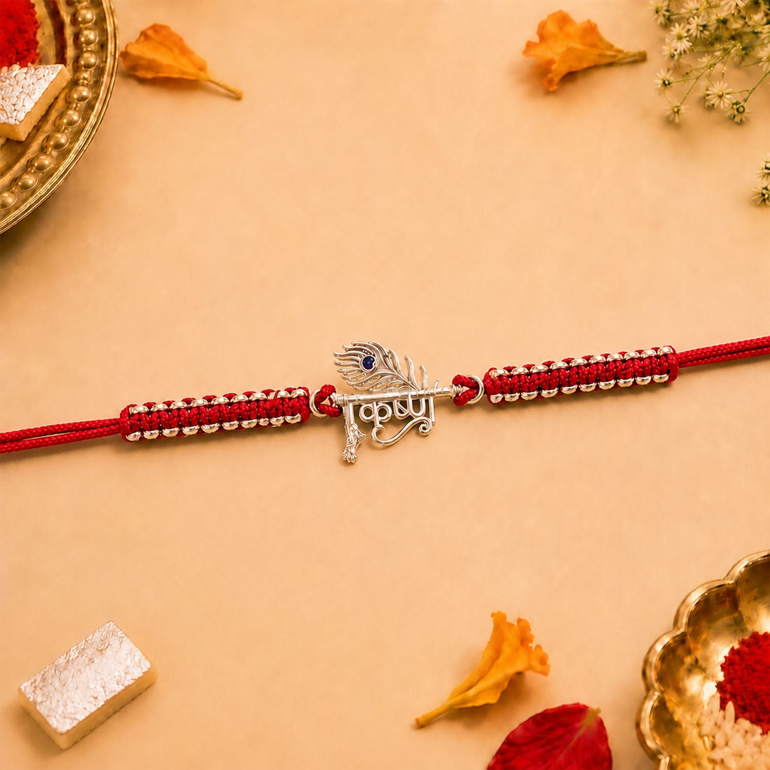 Shree Krishna Pure Silver Plated Rakhi