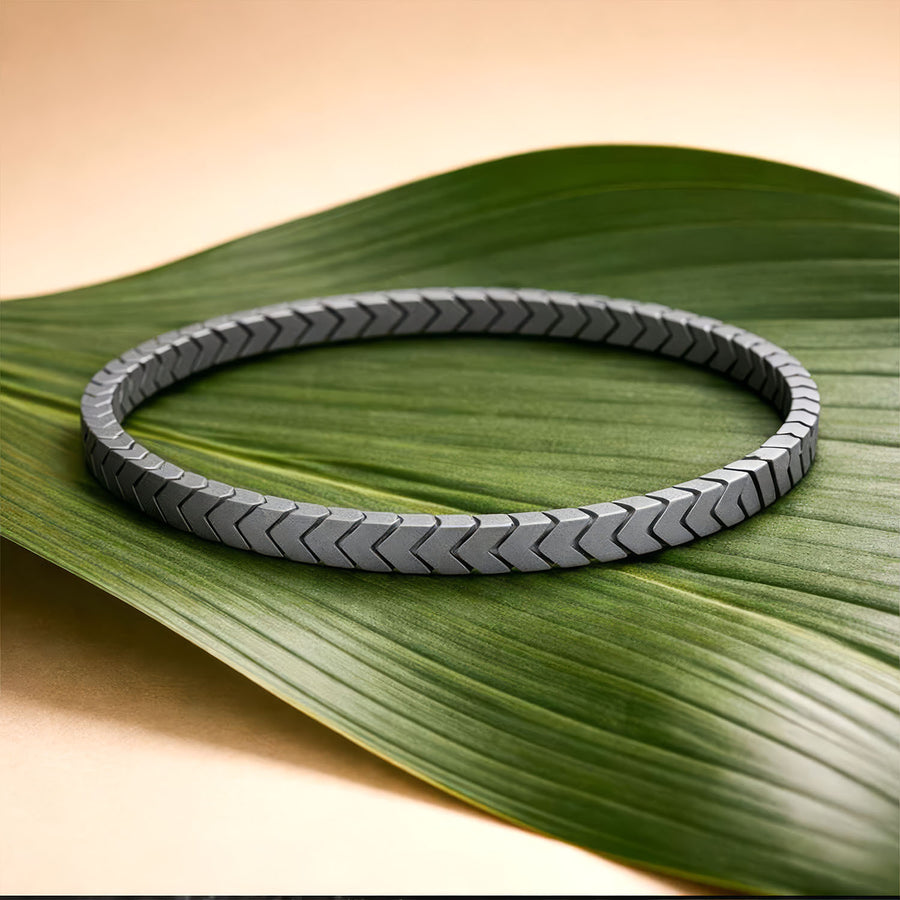 Silver Flow Hematite Stack Natural Stone Bracelet