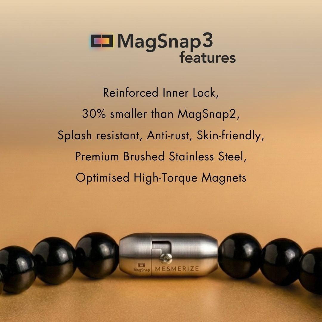 925 Sterling Silver Protective Evil Eye Natural Stone Bracelet with Magsnap2