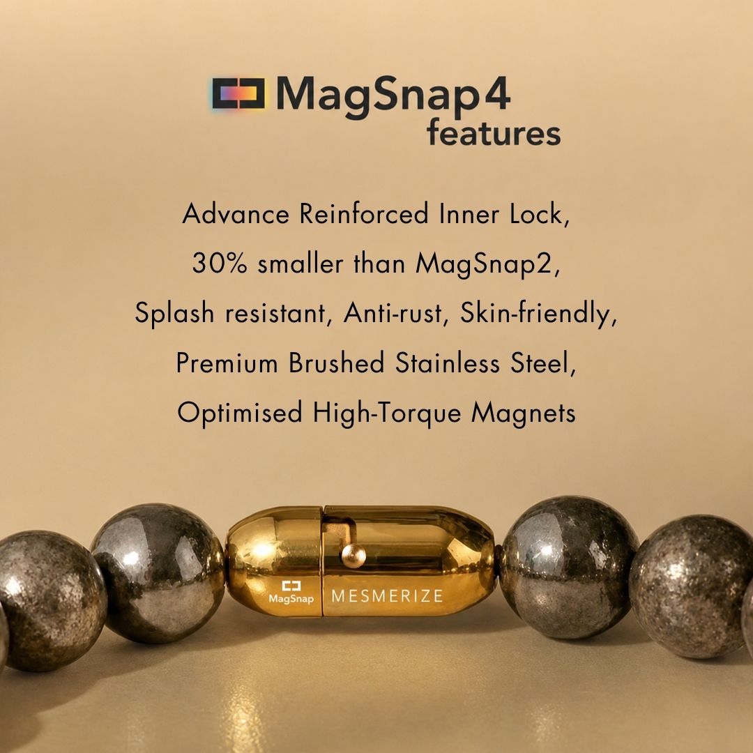925 Sterling Silver Sacred Om Natural Stone Bracelet with MagSnap2