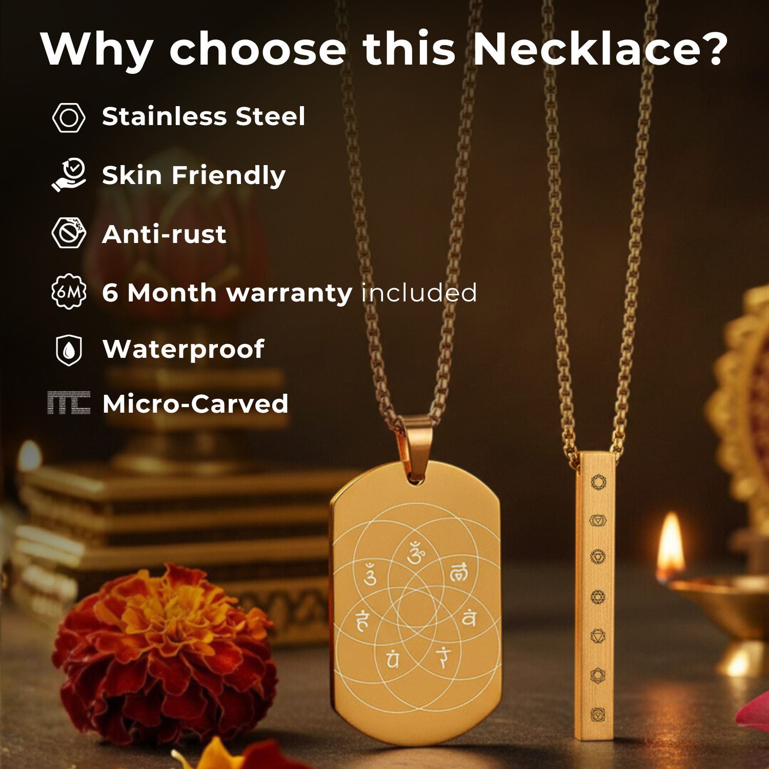 Gold Holy Cross Spiritual Mini Bar Necklace