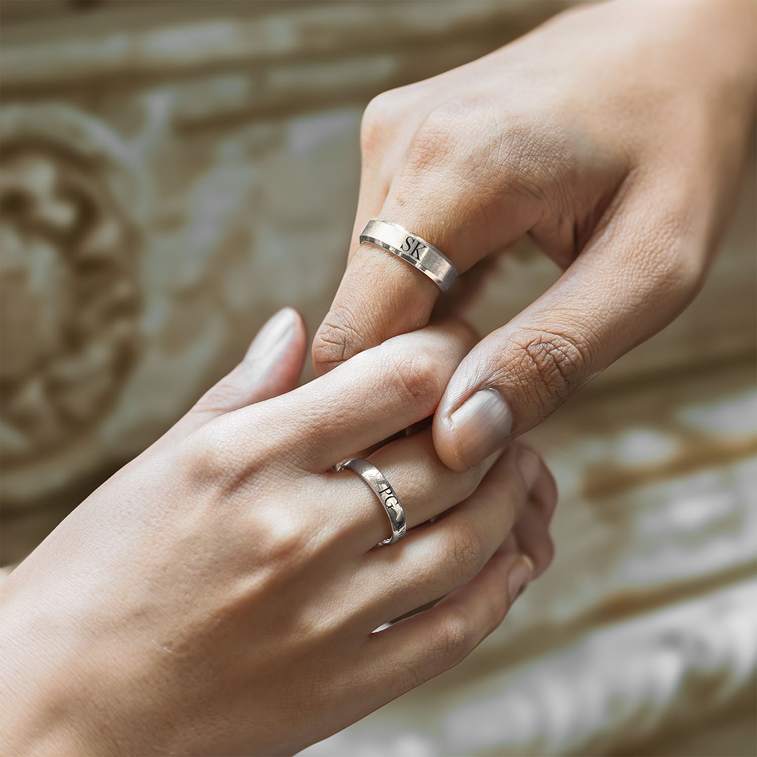 Personalised Silver Couple Ring