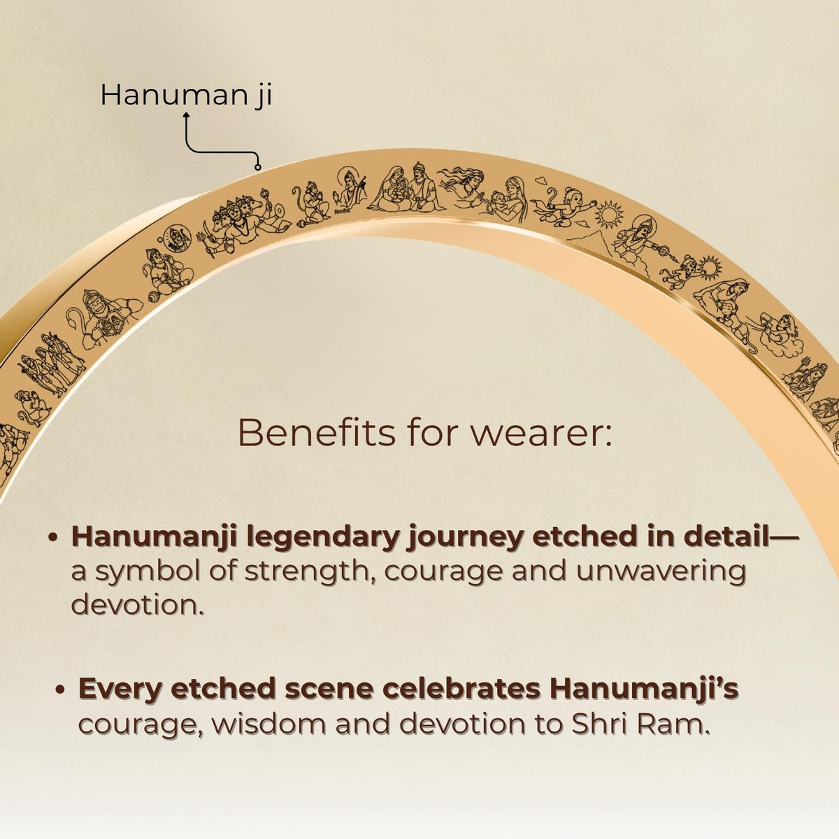 Tales Of Hanumanji MicroCarved Thick Kada Black