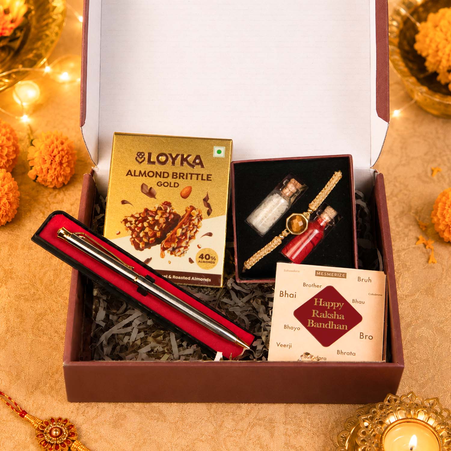 Tiger Eye 11 Carat Stone Rakhi Hamper