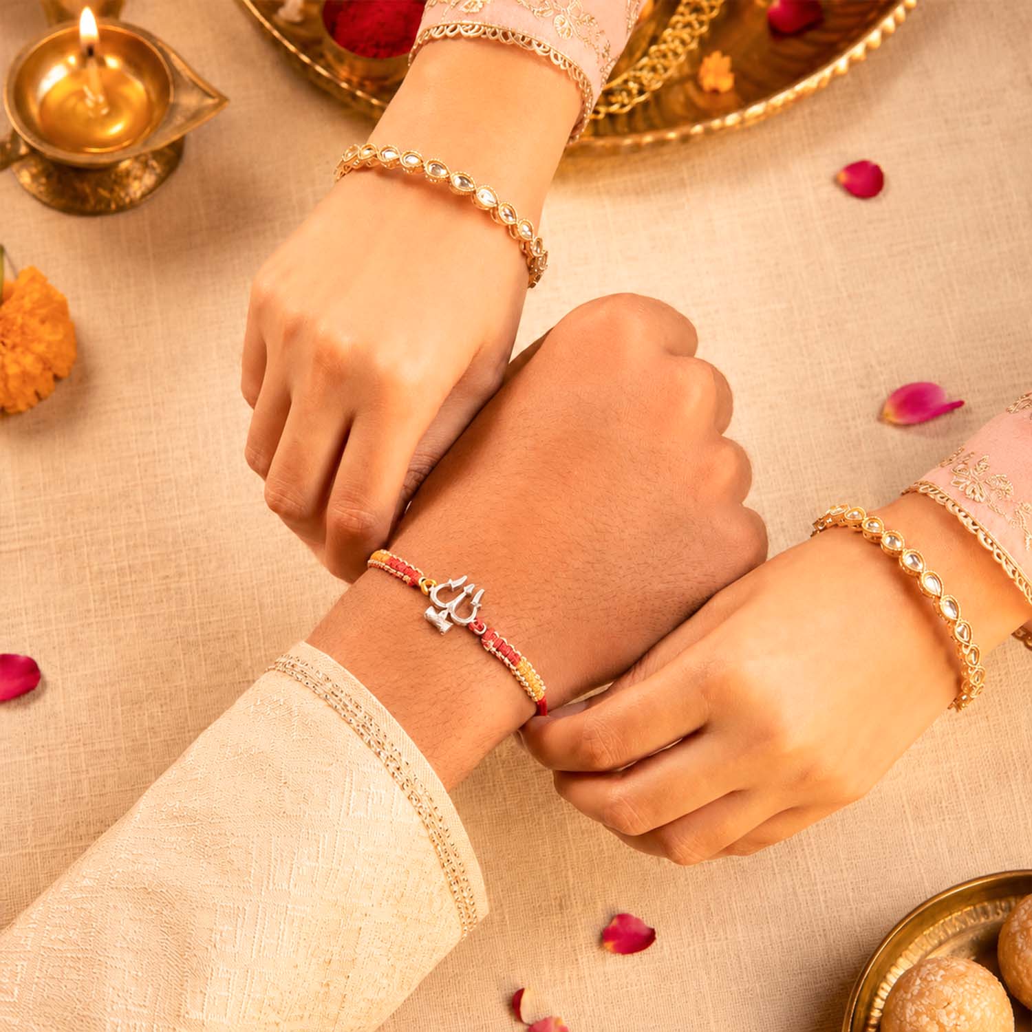Trishul Pure Silver Plated Rakhi