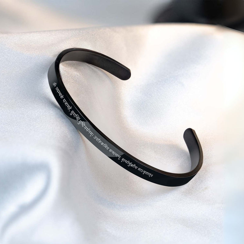 Mahamrityunjaya Mantra Gloss Cuff Adjustable Bracelet