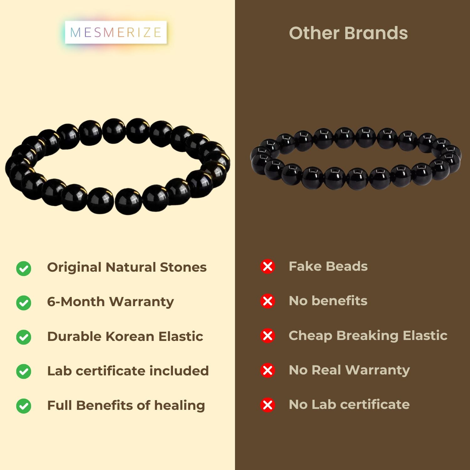 Grounding Black Obsidian Natural Stone Elastic Bracelet