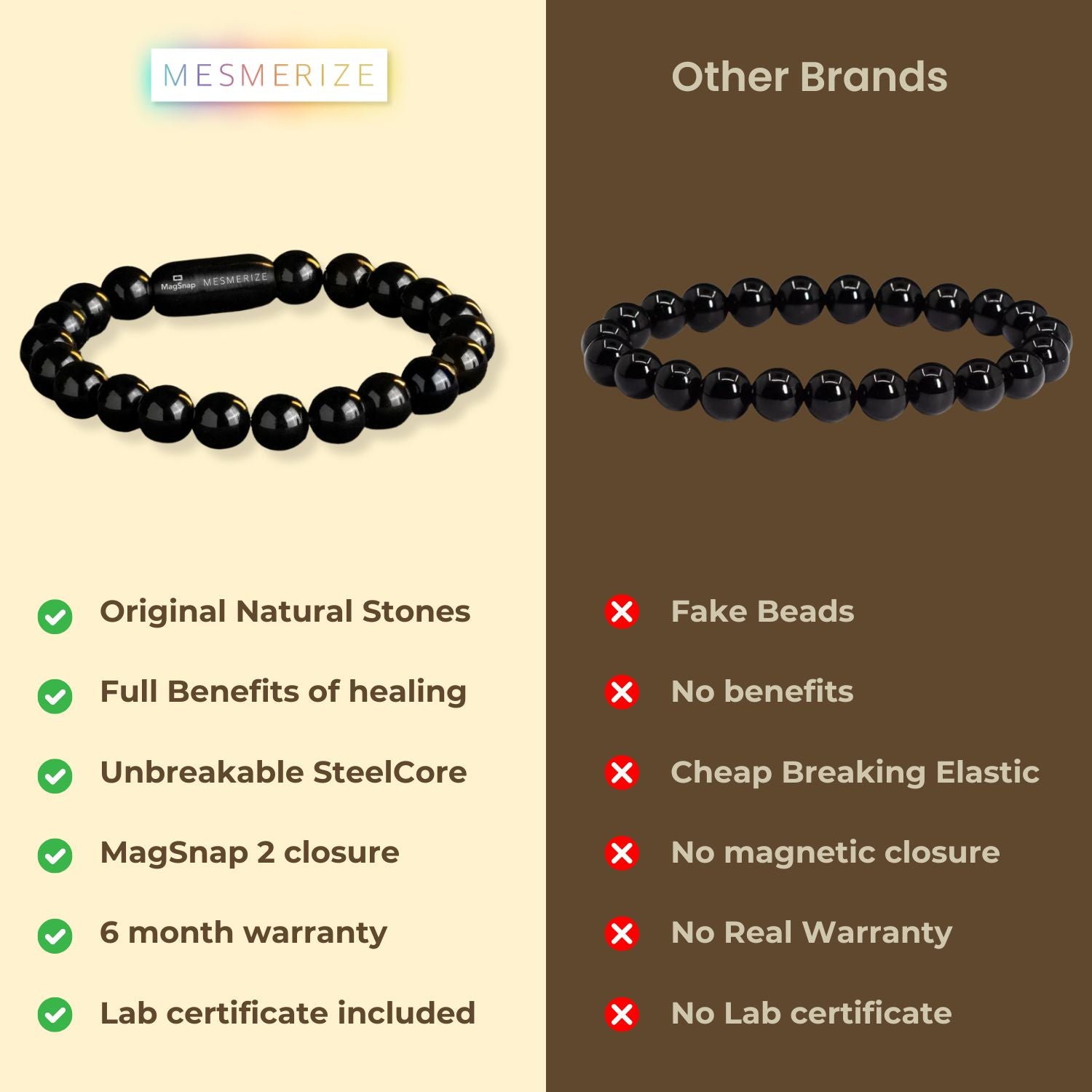 Grounding Black Obsidian Natural Stone Bracelet with MagSnap