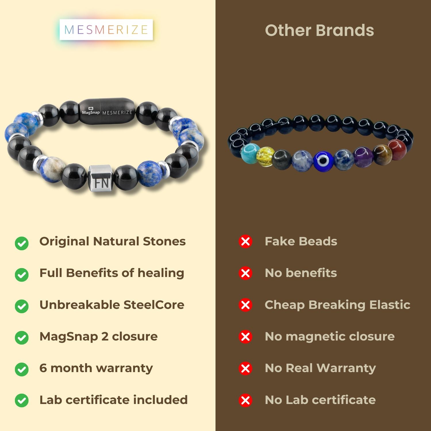 Non Personalised Knowledge Gloss Onyx And Lapis Lazuli Natural Stone Bracelet With Magsnap 2