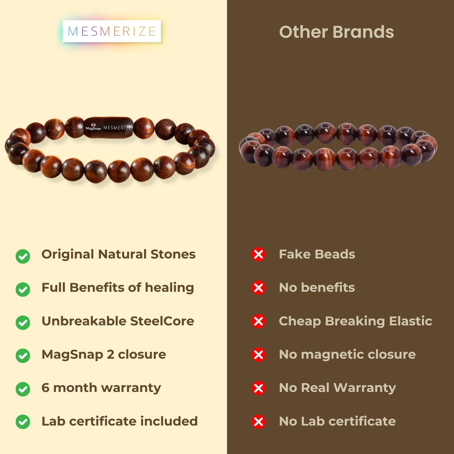 Fearless Red Tiger Eye Natural Stone Bracelet with MagSnap 2