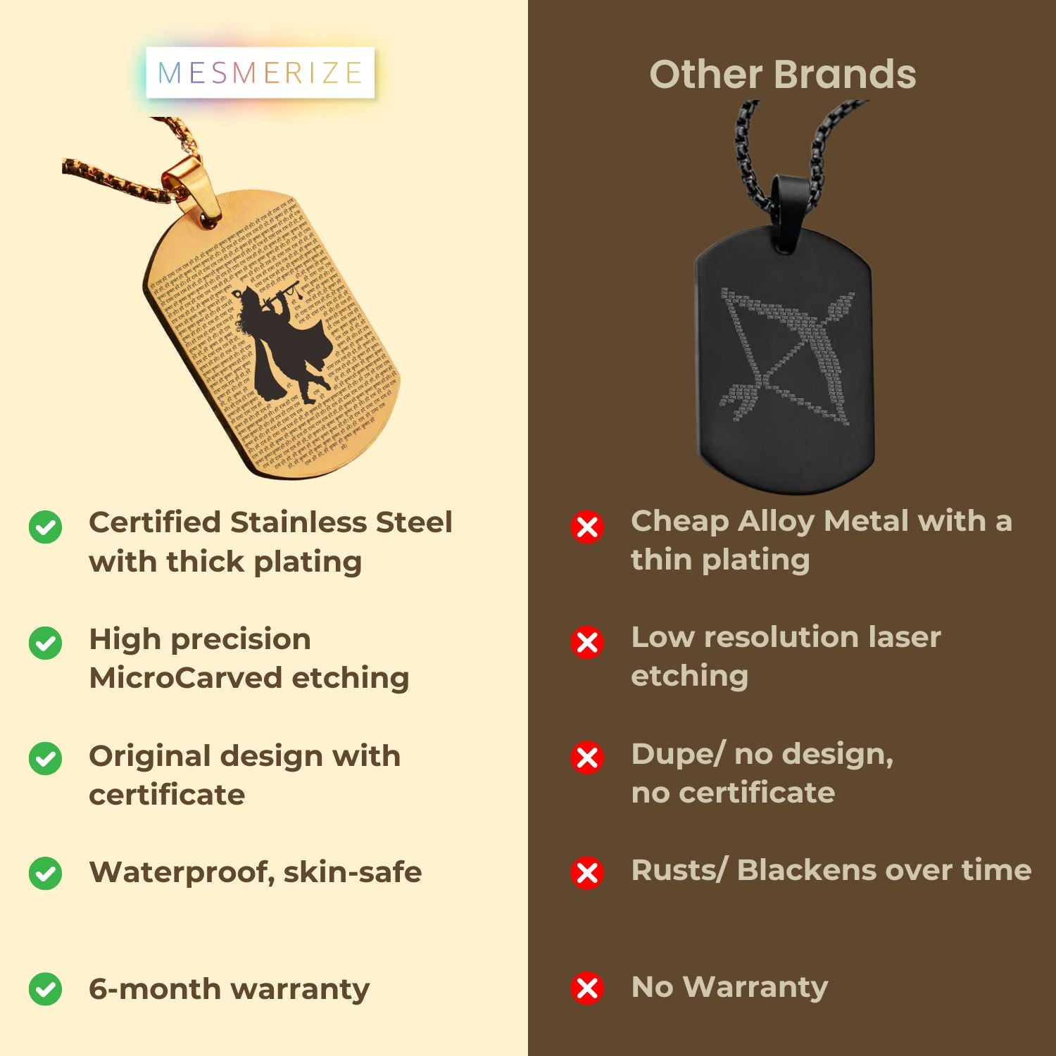 Hare Krishna Tag Necklace Black