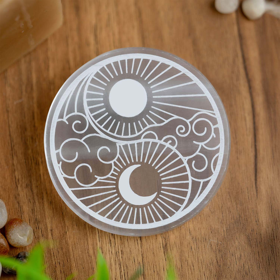 Yin Yang Selenite Charging Plate