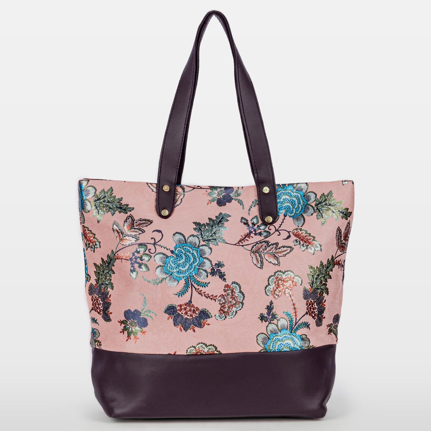 PINK FOIL PRINT SUEDE TOTE BAG