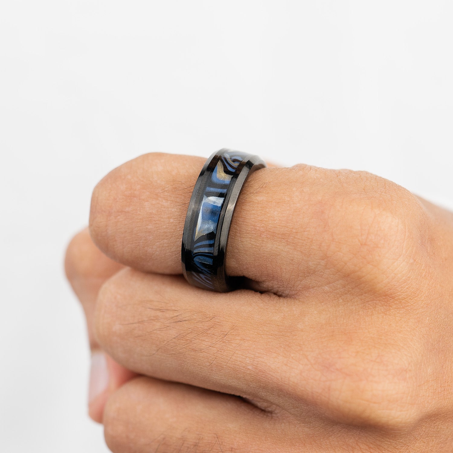 M Premium Jewellery Black Damascus Ring