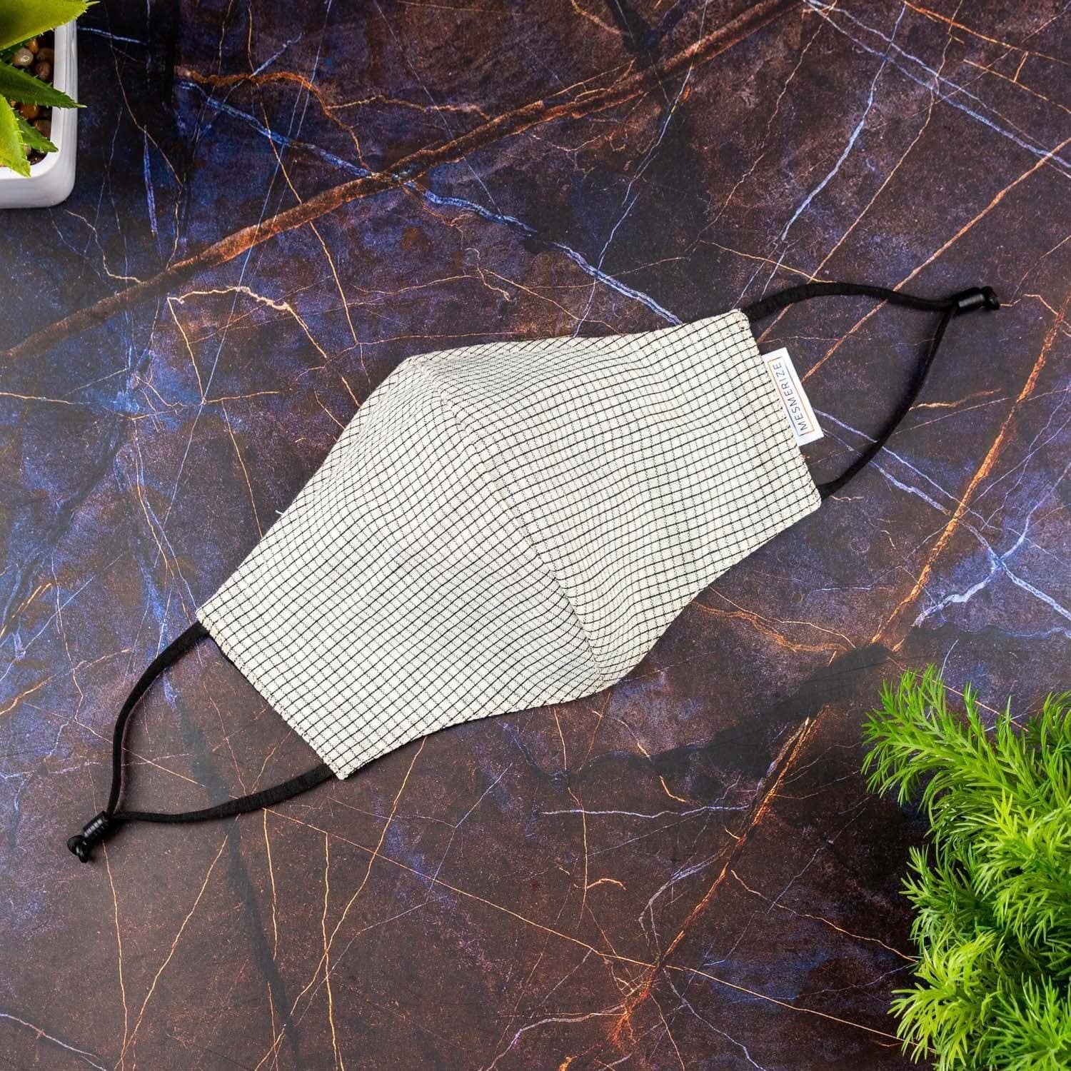 Monochrome Grid Adults Cotton Aero Mask